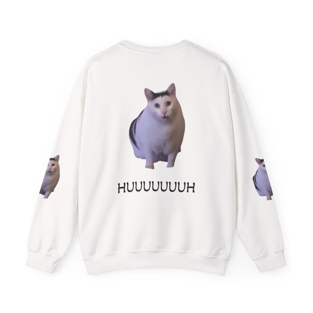 Cat Meme Sweatshirt — 'HUUUUUUH' Funny Photo Crewneck