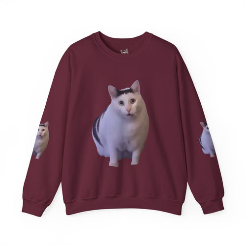 Cat Meme Sweatshirt — Funny 'HUUUUUUH' Photo Crewneck