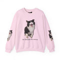 Crewneck Sweatshirt — 'Mr Chief, face the camera!' Funny Black & White Cat Photo Pullover