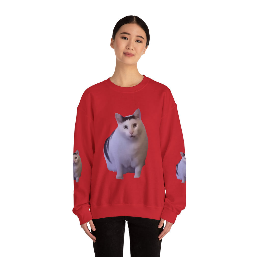 Cat Meme Sweatshirt — Funny 'HUUUUUUH' Photo Crewneck