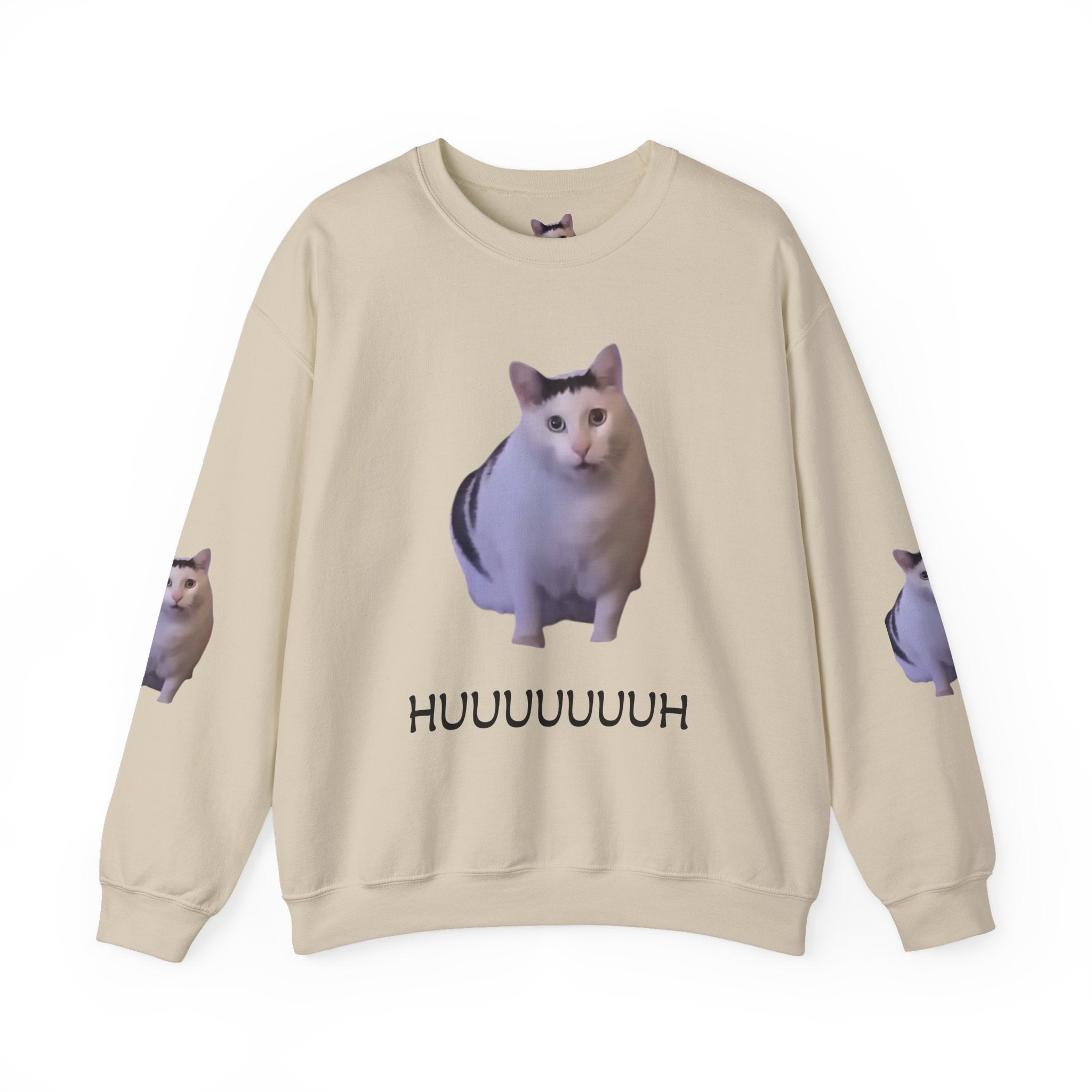 Cat Meme Sweatshirt — 'HUUUUUUH' Funny Photo Crewneck
