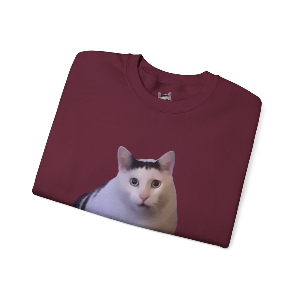 Cat Meme Sweatshirt — Funny 'HUUUUUUH' Photo Crewneck