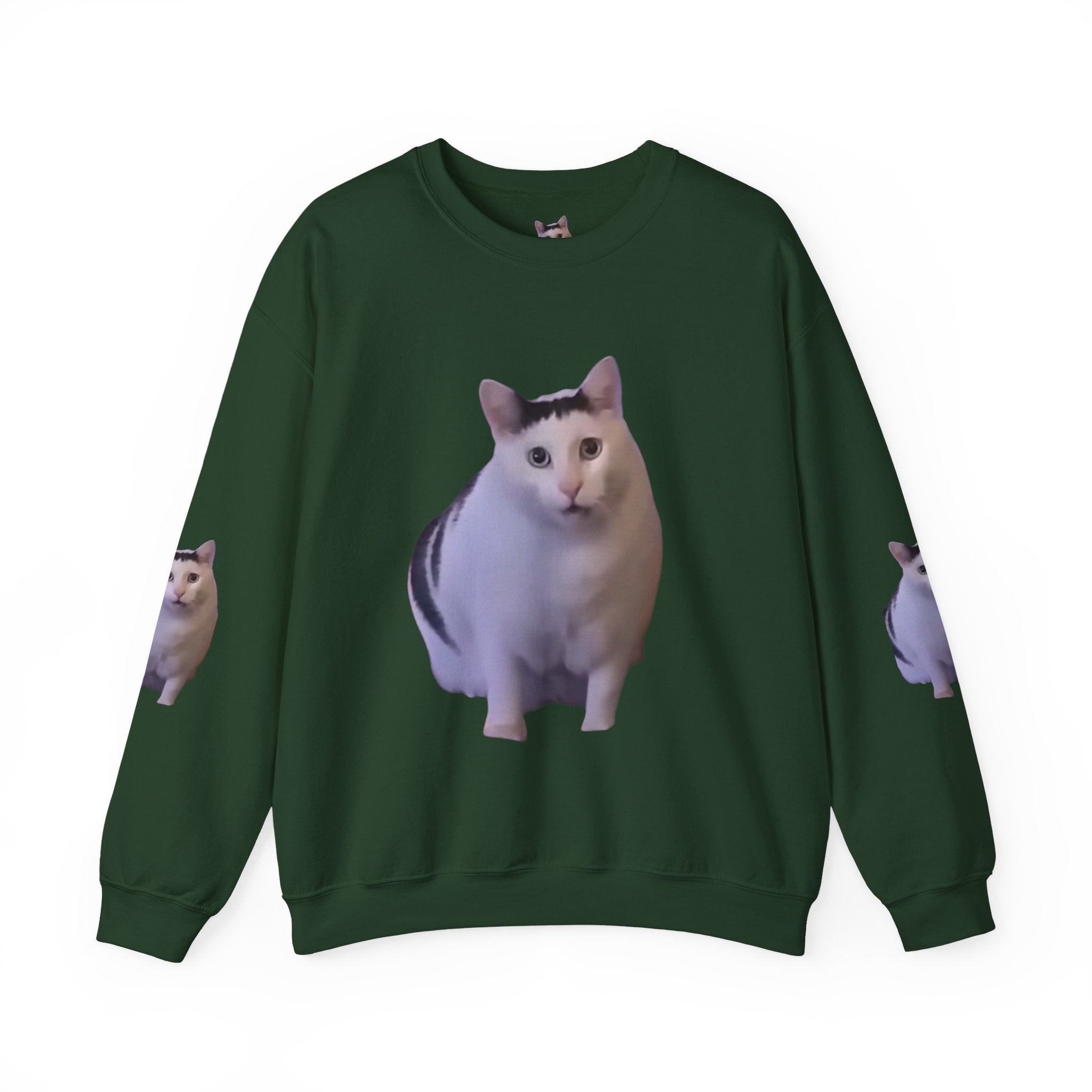 Cat Meme Sweatshirt — Funny 'HUUUUUUH' Photo Crewneck