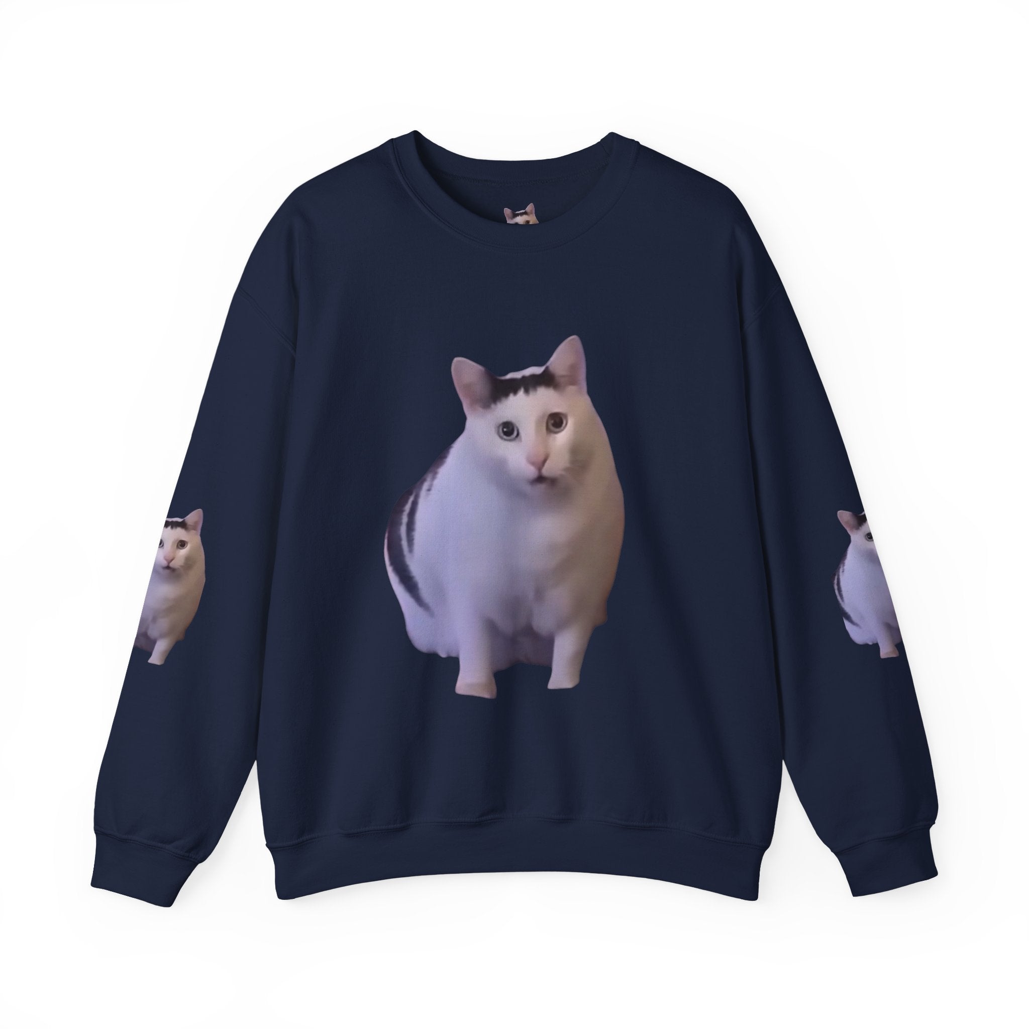 Cat Meme Sweatshirt — Funny 'HUUUUUUH' Photo Crewneck