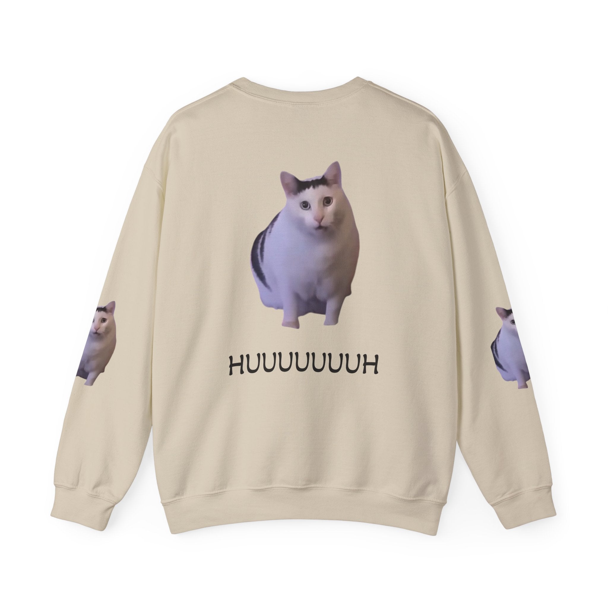 Cat Meme Sweatshirt — 'HUUUUUUH' Funny Photo Crewneck