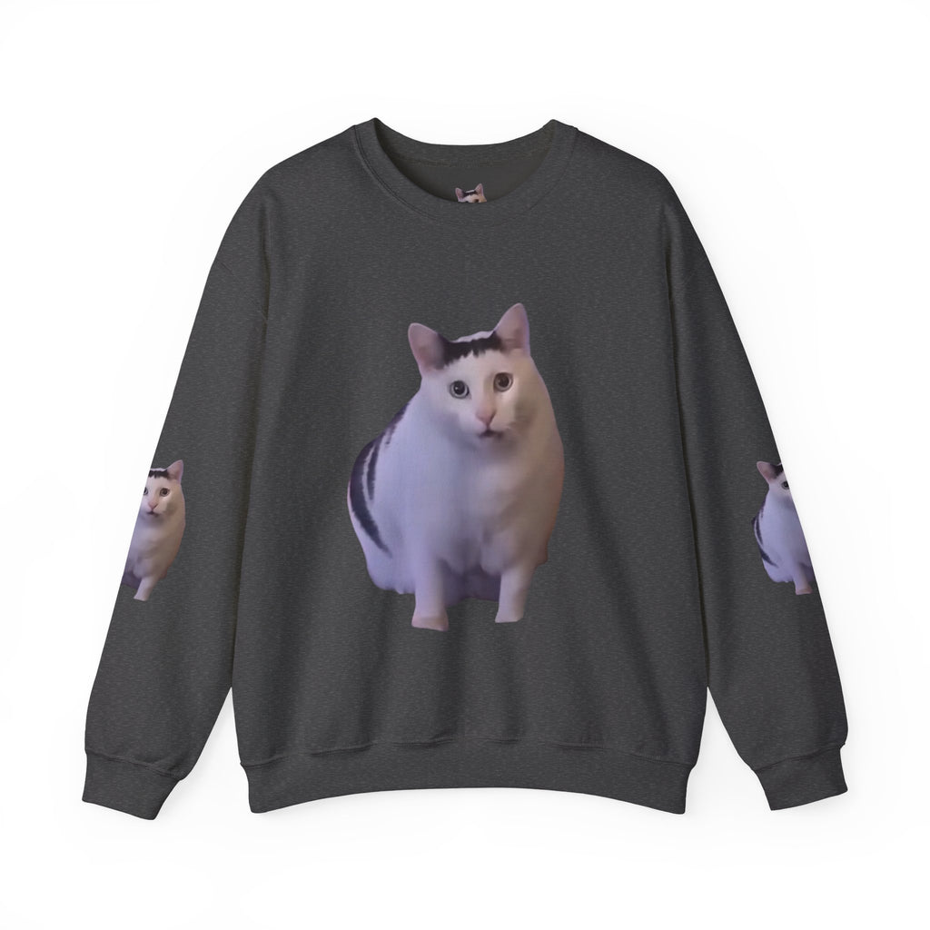 Cat Meme Sweatshirt — Funny 'HUUUUUUH' Photo Crewneck