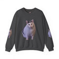 Cat Meme Sweatshirt — Funny 'HUUUUUUH' Photo Crewneck