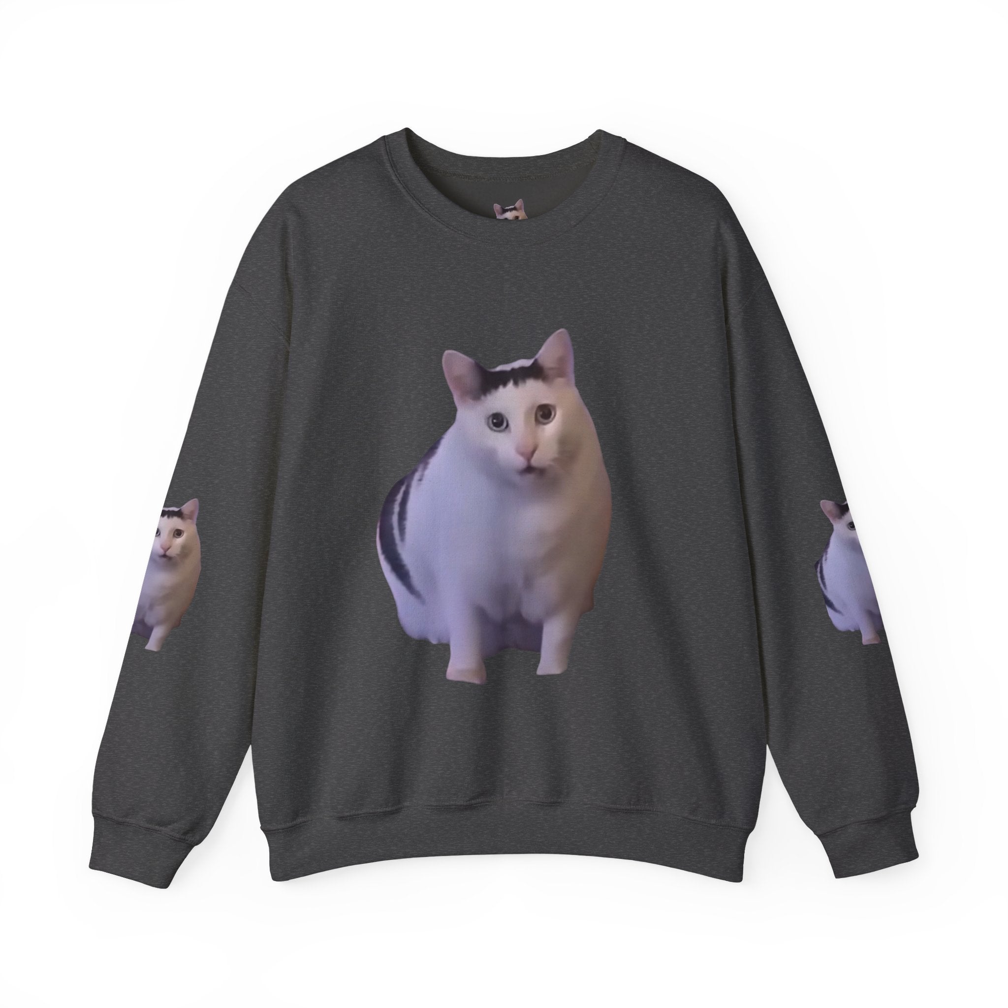 Cat Meme Sweatshirt — Funny 'HUUUUUUH' Photo Crewneck