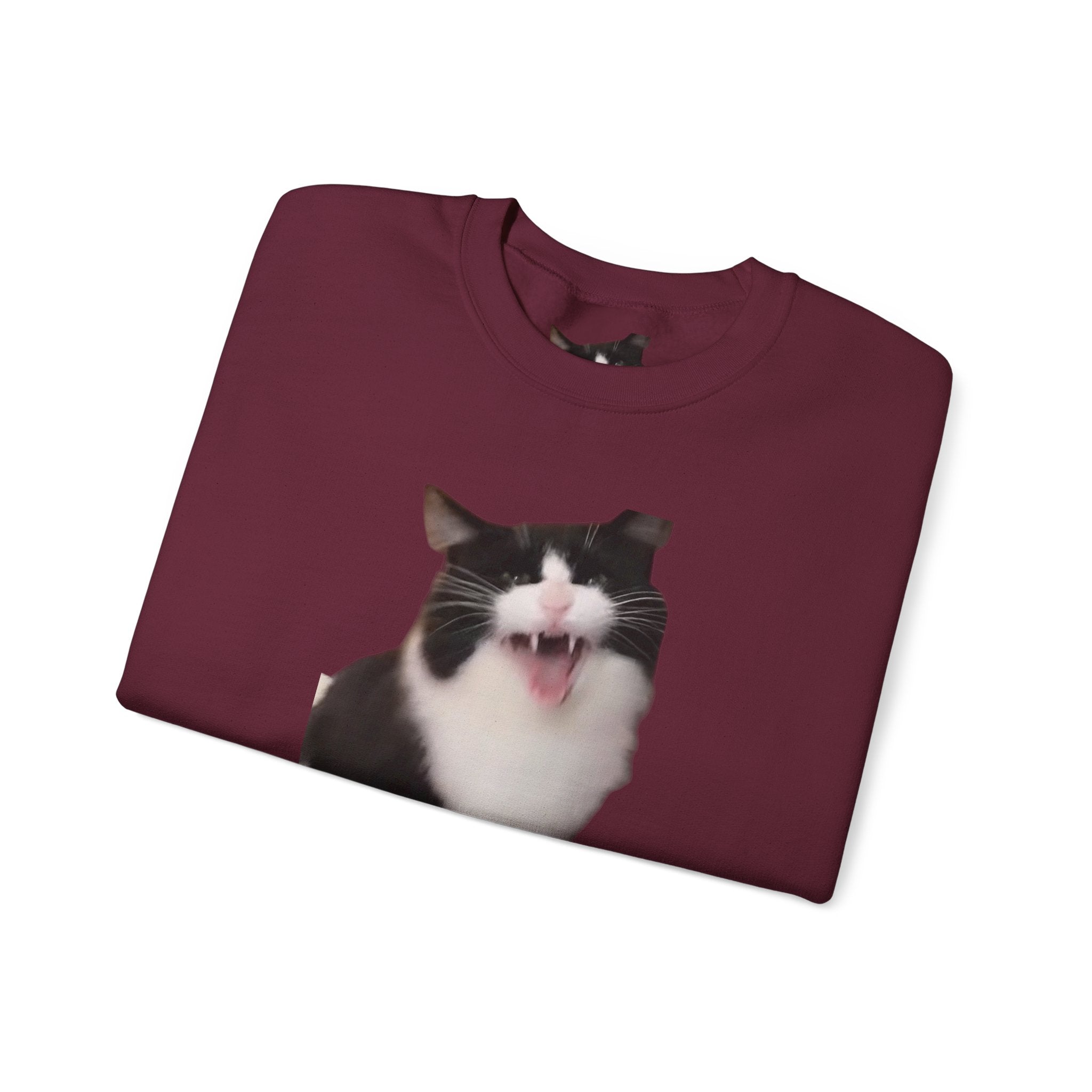 Copy of Crewneck Sweatshirt — 'Mr Chief, face the camera!' Funny Black & White Cat Photo Pullover