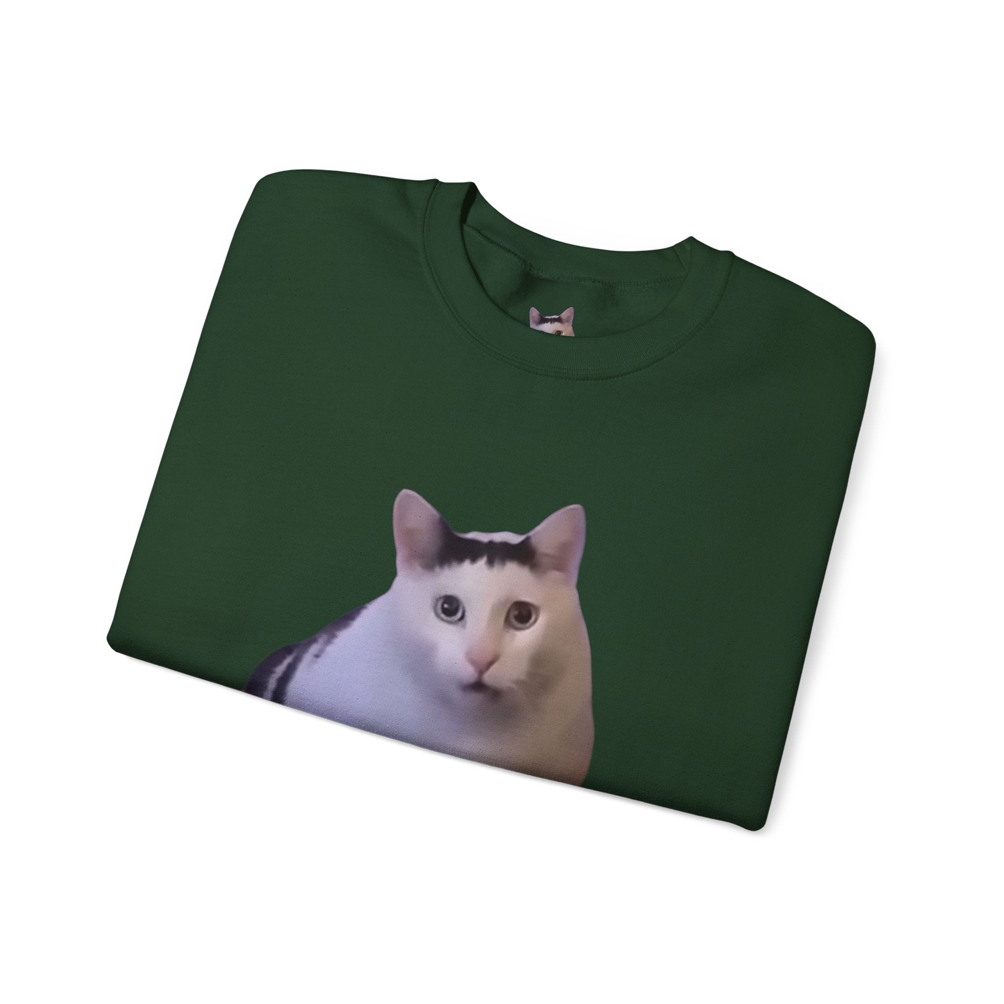Cat Meme Sweatshirt — Funny 'HUUUUUUH' Photo Crewneck