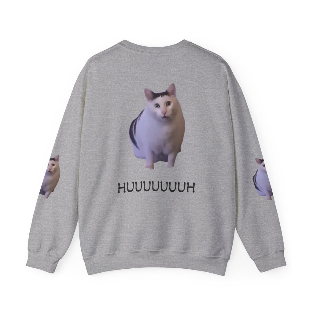 Cat Meme Sweatshirt — 'HUUUUUUH' Funny Photo Crewneck