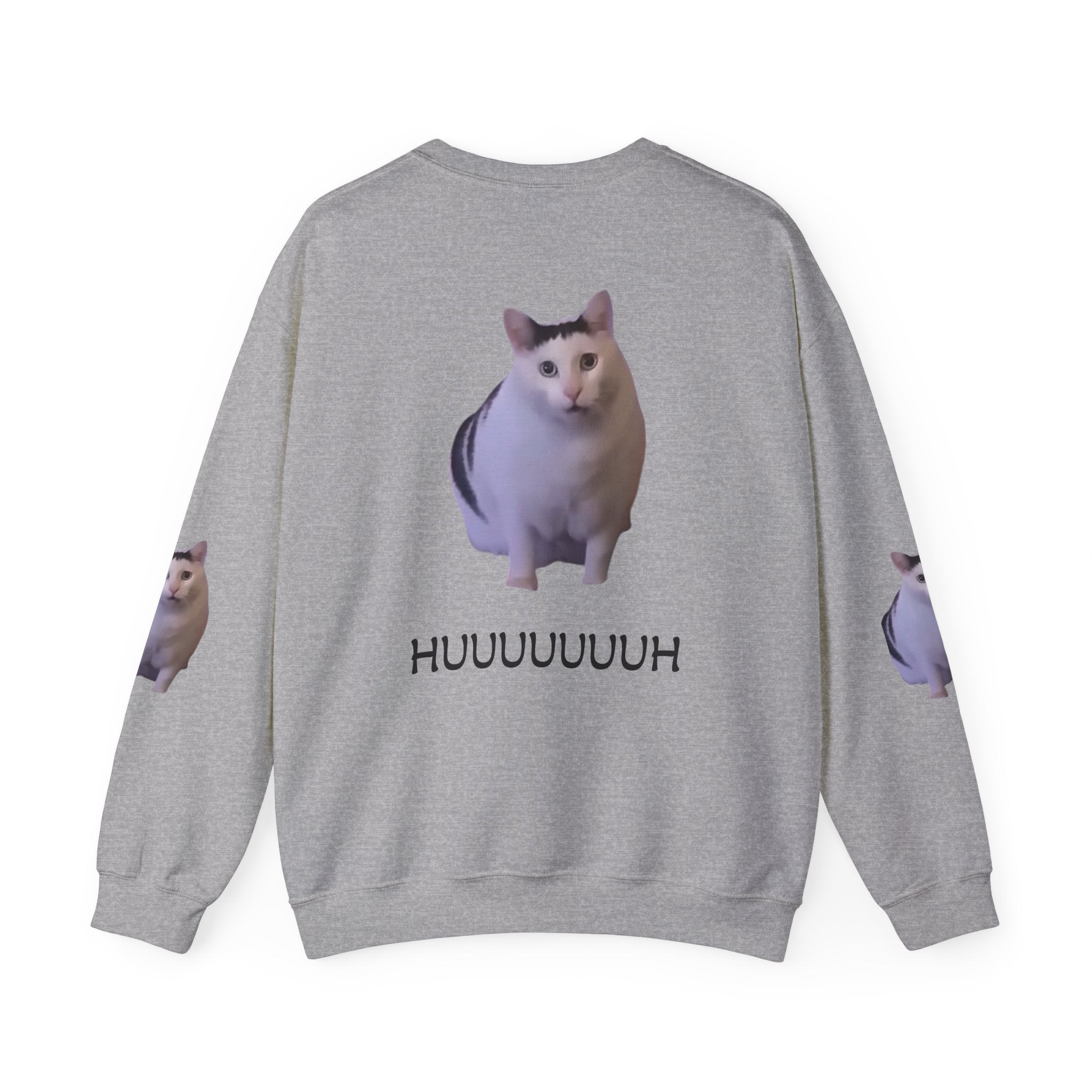 Cat Meme Sweatshirt — 'HUUUUUUH' Funny Photo Crewneck