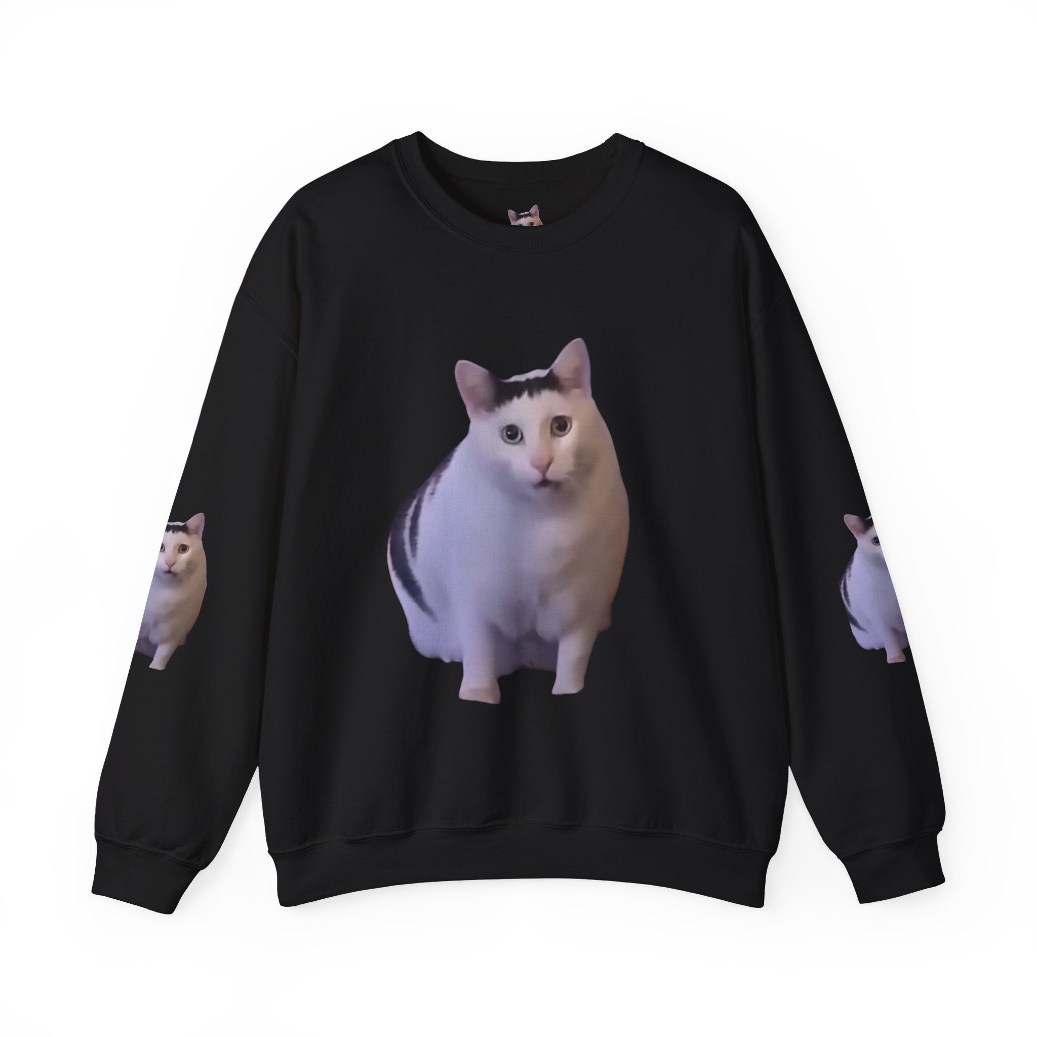 Cat Meme Sweatshirt — Funny 'HUUUUUUH' Photo Crewneck