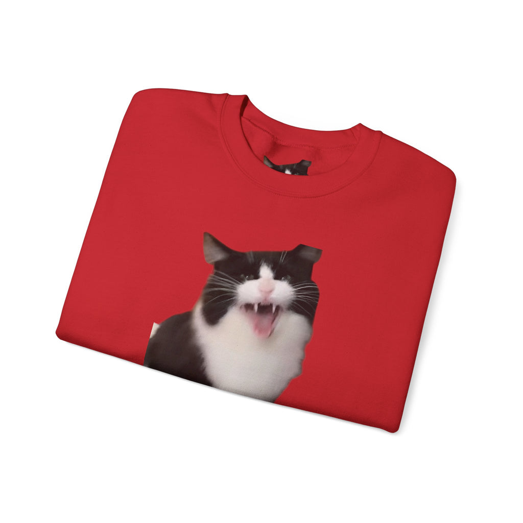 Copy of Crewneck Sweatshirt — 'Mr Chief, face the camera!' Funny Black & White Cat Photo Pullover